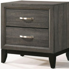 25" Gray Two Drawers Nightstand