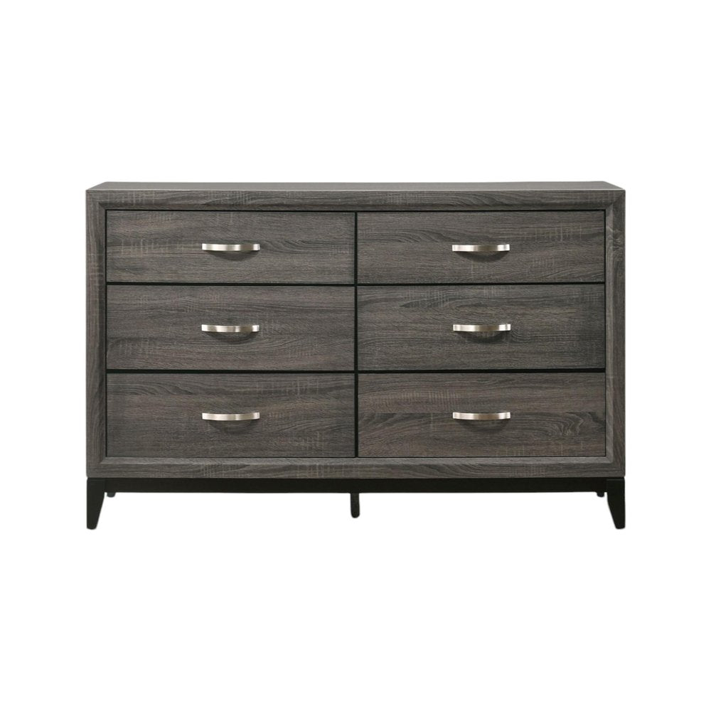 31" Gray Wood Five Drawer Dresser