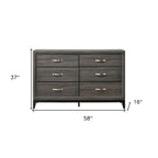 31" Gray Wood Five Drawer Dresser