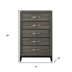 31" Gray Wood Five Drawer Dresser