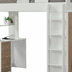 White And Teal Twin Loft Bed And Desk