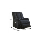 34" Black Velvet Heated Massage Lift Assist Power Recliner