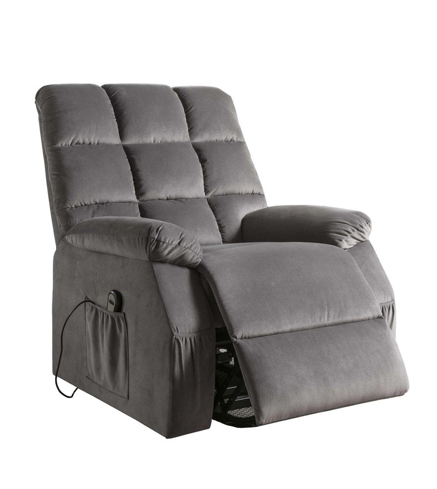34" Black Velvet Heated Massage Lift Assist Power Recliner