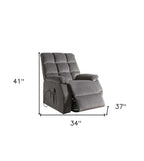 34" Black Velvet Heated Massage Lift Assist Power Recliner