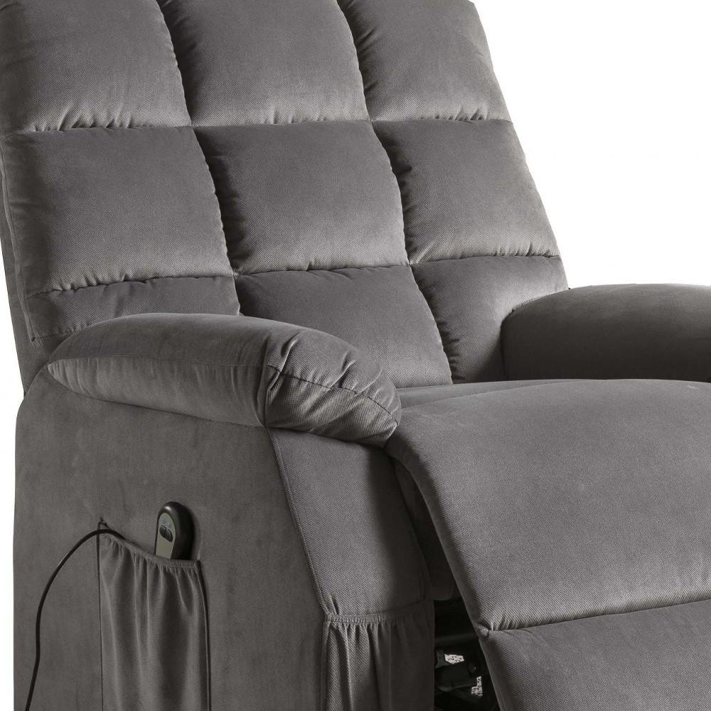 34" Black Velvet Heated Massage Lift Assist Power Recliner