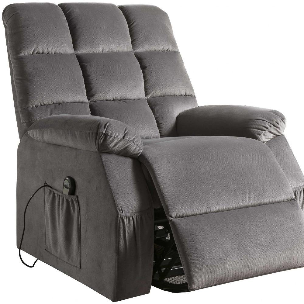 34" Black Velvet Heated Massage Lift Assist Power Recliner