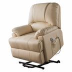 34" Black Faux Leather Power Massage Lift Assist Recliner