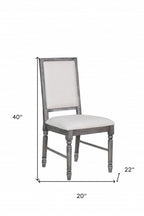 Set of Two Cream and Gray Upholstered Linen Dining Side Chairs