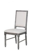 Set of Two Cream and Gray Upholstered Linen Dining Side Chairs