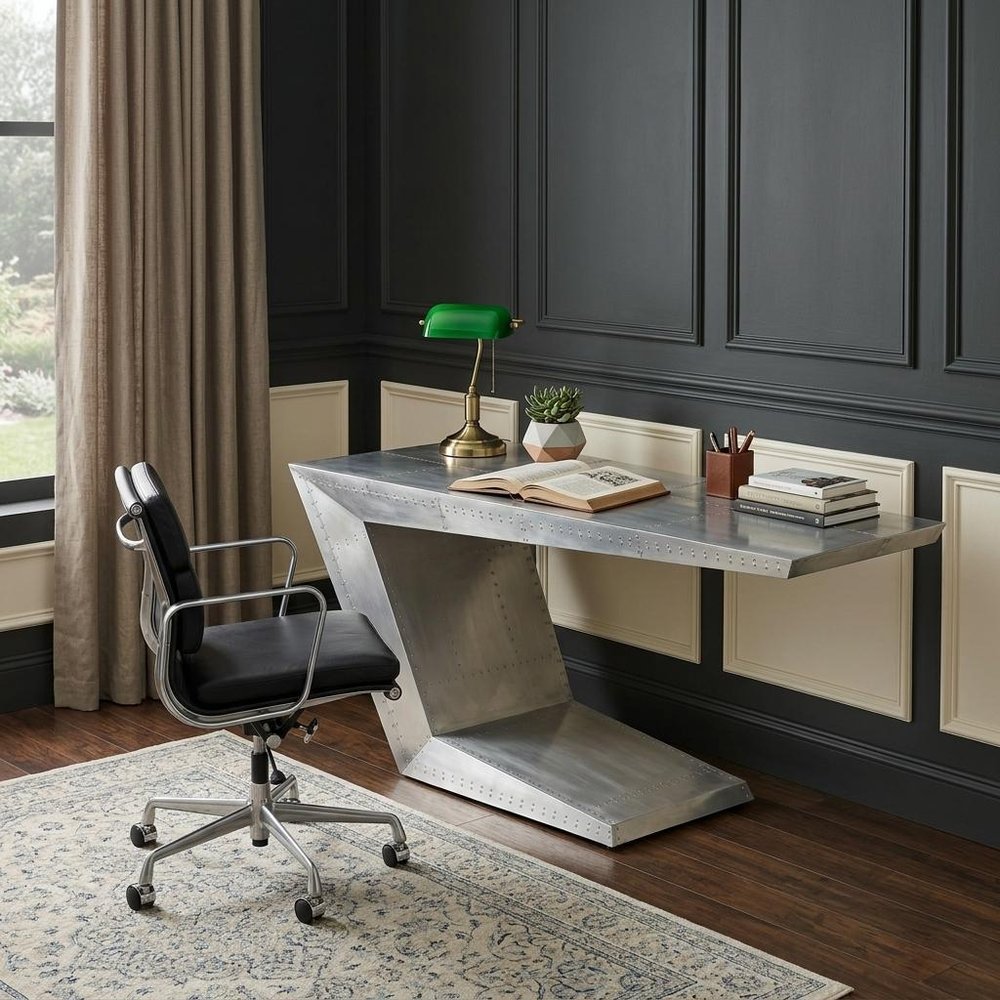 71" Silver Aluminum Writing Desk