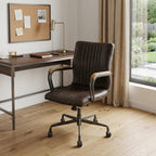 Chocolate and Black Adjustable Swivel Leather Rolling Executive Office Chair