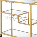 40" Clear and Gold Glass and Iron Rolling Prep Table