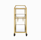 40" Clear and Gold Glass and Iron Rolling Prep Table