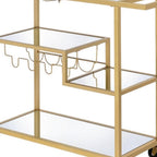 40" Clear and Gold Glass and Iron Rolling Prep Table