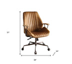 Brown Adjustable Swivel Leather Rolling Executive Office Chair