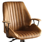 Brown Adjustable Swivel Leather Rolling Executive Office Chair