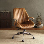 Brown Adjustable Swivel Leather Rolling Executive Office Chair