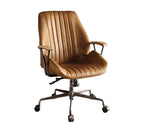 Brown Adjustable Swivel Leather Rolling Executive Office Chair