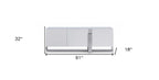 91" White Glass and Stainless Steel Frame Console Table