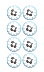 Set of Eight Blue White And Black Floral Ceramic Drawer Pull Knobs