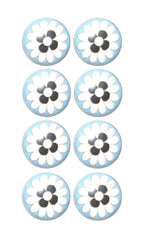 Set of Eight Blue White And Black Floral Ceramic Drawer Pull Knobs