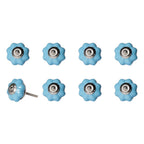 1.5" X 1.5" X 1.5" Glossy Navy And Silver  Knobs 8 Pack
