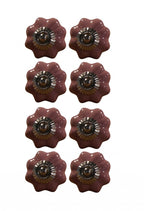 Set of Eight Pink Ceramic Drawer Pull Knobs