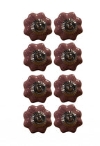 Set of Eight Pink Ceramic Drawer Pull Knobs