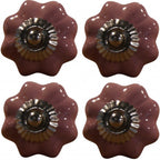 Set of Eight Pink Ceramic Drawer Pull Knobs