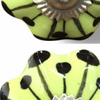 Set of Eight Lemon Black And Silver Botanical Ceramic Drawer Pull Knobs
