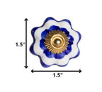 1.5" X 1.5" X 1.5" White Blue And Gold  Knobs 12 Pack