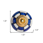 Set of Twelve Blue White And Gold Geometric Ceramic Drawer Pull Knobs