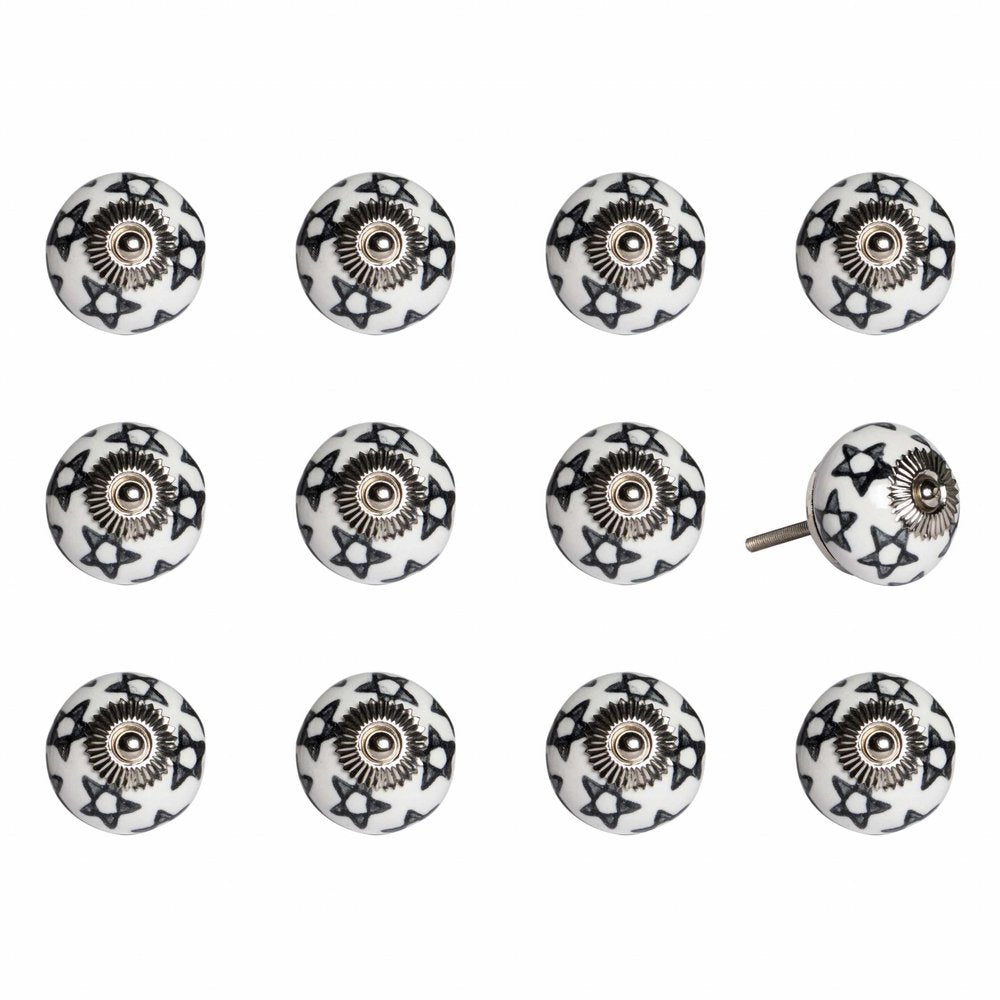 1.5" X 1.5" X 1.5" White Black And Yellow  Knobs 12 Pack