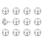Set of Twelve Black White And Gold Clock Face Ceramic Drawer Pull Knobs