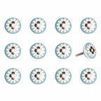 Set of Twelve Sky Blue And White Floral Ceramic Drawer Pull Knobs
