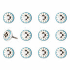 Set of Twelve Sky Blue And White Floral Ceramic Drawer Pull Knobs