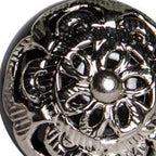 Set of Twelve Black And Silver Ceramic Filigree Floral Drawer Pull Knobs