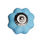Set of Twelve Blue And Silver Ceramic Drawer Pull Knobs