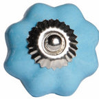 Set of Twelve Blue And Silver Ceramic Drawer Pull Knobs