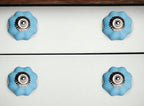 Set of Twelve Blue And Silver Ceramic Drawer Pull Knobs