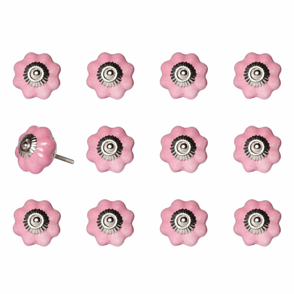 Set of Twelve Blue And Silver Ceramic Drawer Pull Knobs