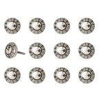 Set of Twelve Black And Gray Clock Face Ceramic Drawer Pull Knobs