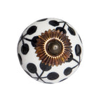 Set of Twelve Black White And Copper Ceramic Geometric Drawer Pull Knobs