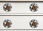 Set of Twelve Black White And Copper Ceramic Geometric Drawer Pull Knobs