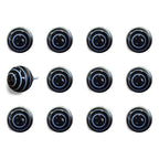 Set of Twelve Blue And Black Ceramic Drawer Pull Knobs