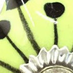 Set of Twelve Yellow Green And Silver Floral Ceramic Drawer Pull Knobs