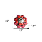 Set of Eight Red Pink And Green Floral Ceramic Drawer Pull Knobs
