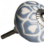Set of Eight Orange White And Silver Floral Ceramic Drawer Pull Knobs