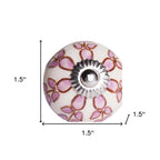 Set of Eight Red Pink And Green Floral Ceramic Drawer Pull Knobs