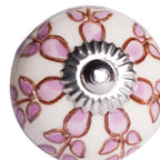 Set of Eight Red Pink And Green Floral Ceramic Drawer Pull Knobs